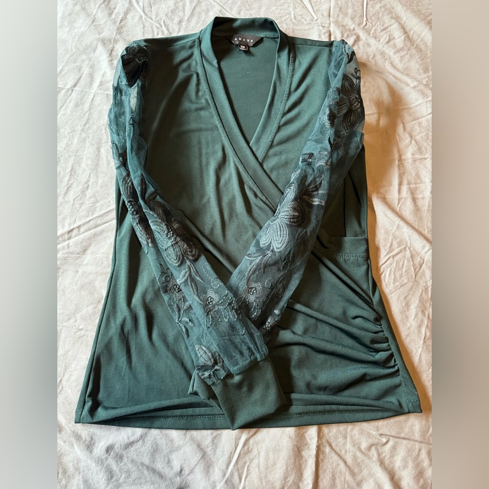 Adiva Forest Green Wrap Top